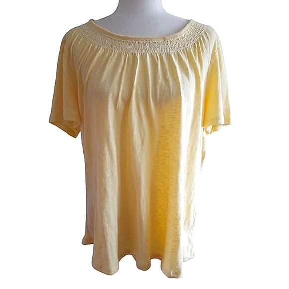 Talbots Tops - Talbots Shirt Short Sleeve Round Collar Yellow Tee Size XL